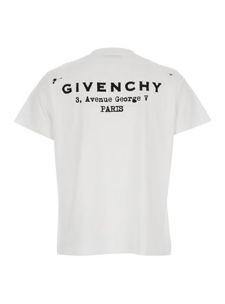 Givenchy Womens White Crewneck T-Shirt With Logo Detail Cotton T-Shirts & Jerseys