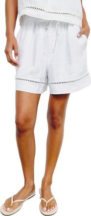 Splendid Stella Lace Inset Linen Shorts in White at Nordstrom, Size X-Large