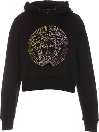 Versace Medusa Crystal Embellished Hoodie, Brand Size 38 ( US Size 2 )