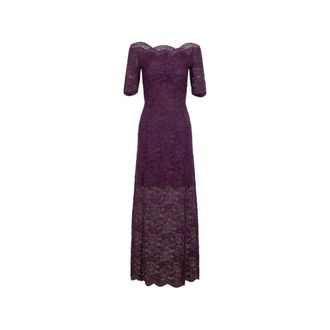 Paco Rabanne Midi Dress In Magenta Layered Lace
