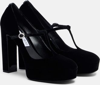 Jimmy Choo London Marene 120 velvet Mary Jane pumps