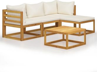 vidaXL Juego Muebles De Jard&iacute;n Y Cojines 5 Piezas Madera Maciza Acacia Vidaxl
