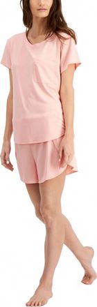 Alfani Pocket T-Shirt & Tulip-Hem Shorts Pajama Set In Satin Pink