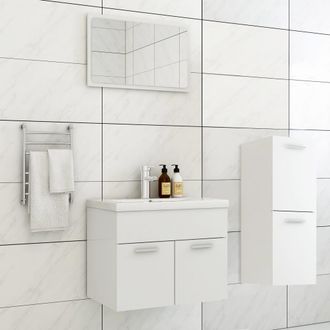vidaXL Juego De Muebles De Ba&ntilde;o Madera De Ingenier&iacute;a Blanco Vidaxl