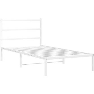 vidaXL Vidaxl - Metal Bed Frame without Mattress with Headboard White 107x203cm