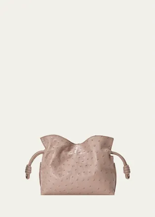 Loewe Flamenco Mini Clutch Bag in Ostrich Leather
