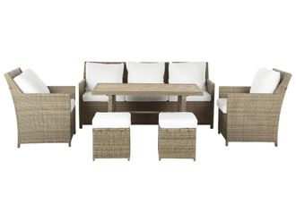 Beliani Conjunto de jard&iacute;n 5 personas de rat&aacute;n sint&eacute;tico blanco