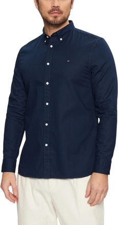 Tommy Hilfiger Mens Classic Long Sleeve Organic Cotton Shirt - Dark Blue - Size Small