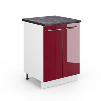 Vicco Mueble Bajo De Cocina Fame-line, Rojo Burdeos Alto Brillo, 60 Cm, Et Antracita Vicco