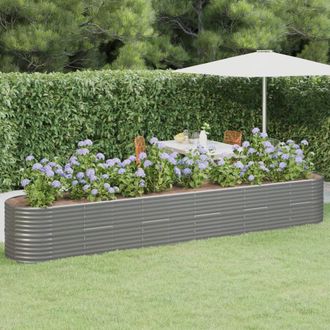 Berkfield Home Garden Raised Bed Powder-coated Steel 440x80x68 cm Grey | Size: 440 x 80 x 68 cm