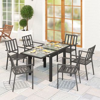 OUTSUNNY Extendable Outdoor Dining Table Patio Table, Clear