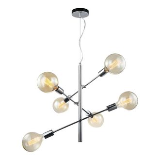 Netlighting Modern Hanging Pendant Chrome 6 Light E27 in Silver