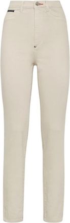 Philipp Plein Super High Waist Jegging Iconic - Dames - Cropped Jeans - Beige - W29 - Katoen - Jeans