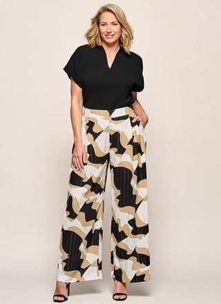 Mart Visser Casey Print Broek Zwart / Camel Maxi