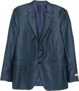 Canali Blazer met Ruitpatroon - Heren - Blazers - Blauw - 2XL - Kasjmier - Jassen