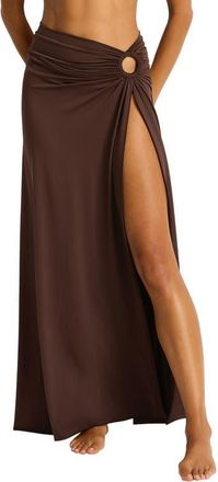 Sea Level Australia Mythos Ring Detail Cover-Up Maxi Skirt in Cocoa at Nordstrom, Size Medium