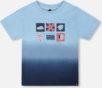 Deux par Deux Organic Cotton Short Sleeve Gradient T-Shirt in Blue Gradient at Nordstrom, Size 18M