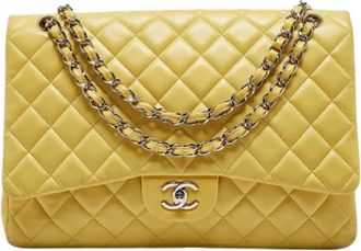 Chanel Pre-owned Leather chanel-bags - Dames - Vintage Schoudertas - Geel - ONE Size - Leer - Vintage