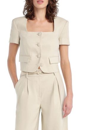 Favorite Daughter The Mayfair Linen Blend Top in Light Khaki at Nordstrom, Size X-Small