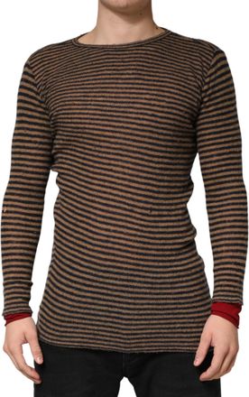 Daniele Alessandrini Stripes Wool Crew Neck Pullover Mens Sweater (Pre-Owned)
