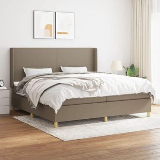 vidaXL Cama Box Spring Con Colch&oacute;n Tela Gris Taupe 200x200 Cm