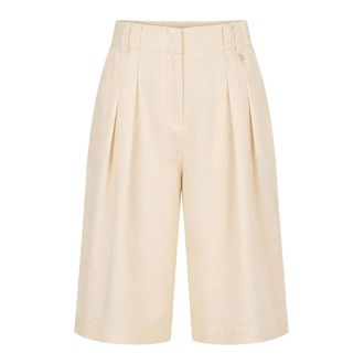 Twinset Bermuda Twinset - Dames - Korte Broeken - Beige - S - Leer - Korte Broeken