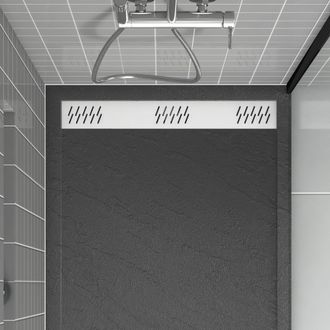 Aurlane Aurlane - Rejilla Lineal De Aluminio Blanco Mate Para Platos De Ducha - 79.5x11x0.2cm