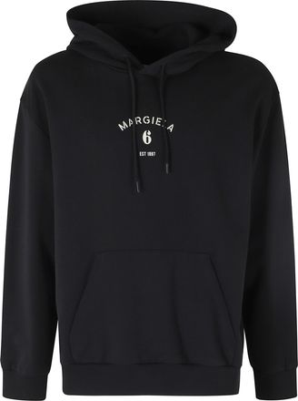 Maison Margiela Black Front-Printed Hooded Cotton Sweatshirt