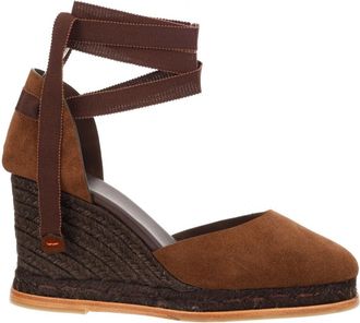 Castaner Warm Brown Camila Braided Wedge Suede Espadrilles