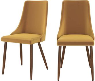 Rendez-Vous Déco Set de 2 sillas de terciopelo amarillo mostaza