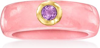 Ross-Simons Pink Jade and. Amethyst Ring With 14kt Yellow Gold