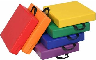 Costway Costway - Juego de 6 Pizas Cojines para Niños con Asa y Cremallera Cojines de Suelo Cojines de Asiento Multicolor para Habitaciones Infantiles y