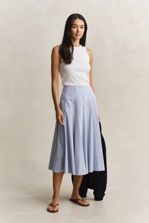 GANT Women Striped Cotton Midi Skirt (44) HYDRANGEA BLUE