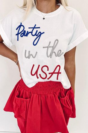Azura Exchange Party In De USA Geborduurd T-shirt