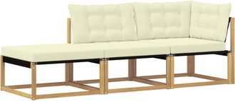 vidaXL Conjunto De Sof&aacute;s De Exterior Madera De Acacia S&oacute;lida Blanco Vidaxl