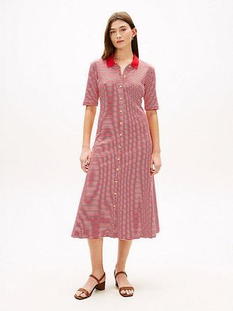 Tommy Hilfiger Gold-Tone Button Midi Polo Dress