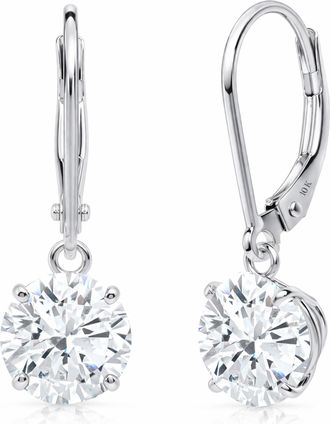 MAX + STONE 10k Yellow or White Gold Leverback Cubic Zirconia Dangle Earrings 5mm to 10mm