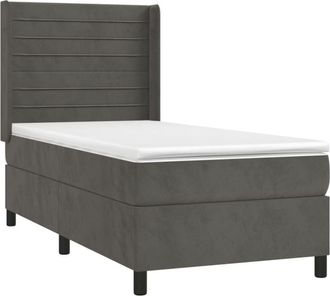 vidaXL Vidaxl - Cama Box Spring Colch&oacute;n Y Led Terciopelo Gris Oscuro 100x200 Cm