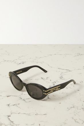 Dior Occhiali Da Sole In Metallo Dorato E Acetato Con Montatura Cat-eye Signature - Nero