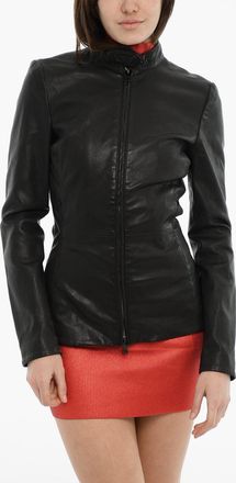 Diesel Leather Jacket L-SORY-N1 With Zips On Sleeves Diesel
