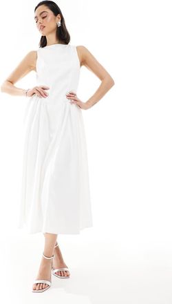 Six Stories Bridal drop waist midaxi dress in ivory-White