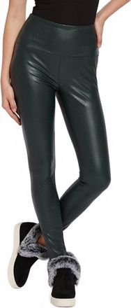 Lyssé Textured Leather Leggings In Pine Green