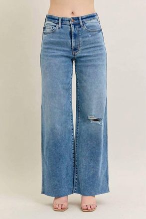 Judy Blue Tucker Vintage Wash Wide Leg Jean In Blue