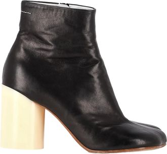 Maison Margiela Pre-owned Womens MM6 Square-Toe Ankle Booties in Black Leather - Size 39.5 EU/IT