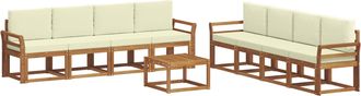 vidaXL Conjunto De Sof&aacute;s De Exterior 9 Uds. Natural Y Crema Vidaxl