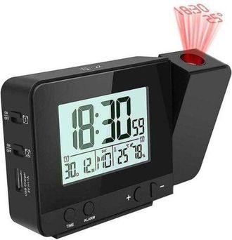 OEM Reloj Proyector Digital Para Dormitorio, Grande Con Proyecci&oacute;n En Techo, Conexi&oacute;n Usb, Funciona Con Bater&iacute;as