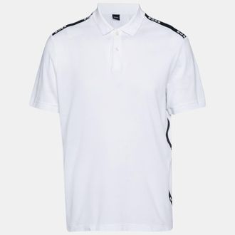 HUGO BOSS Boss By Hugo Boss White Pique Logo Tape Detail Polo T-Shirt