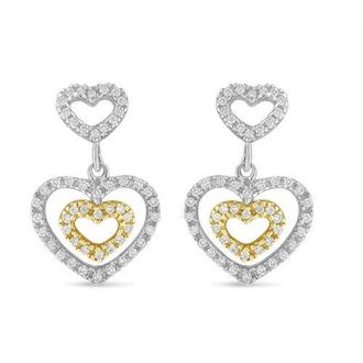 House of Brilliance 14K Two Toned 1/2 Ct Round Diamond Earrings in Yellow at Nordstrom