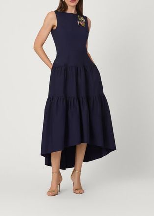 Shoshanna Midnight Embellished Cotton Faille Skylar Dress in Navy at Nordstrom, Size 10