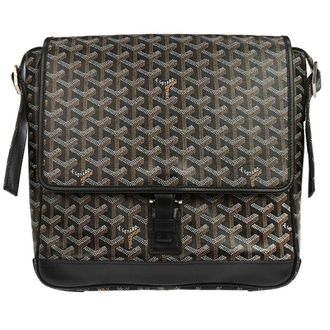 Goyard Grand Bleu Messenger Coated Canvas Black Canvas Handbag (Pre-Owned)